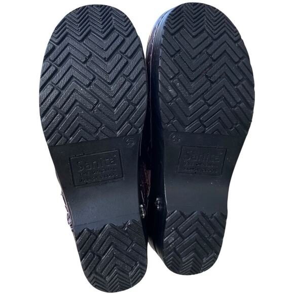 Sanita Patent Leather Clogs EU 35, US 4 Floral Purple White Black Slip On - Picture 16 of 16